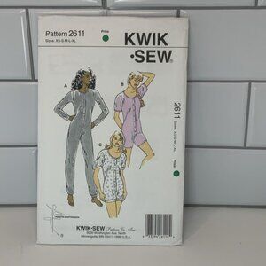 Kwik Sew Pattern 2611 Misses' Sleepwear Rompers Short Long Sleeves XS-XL VTG UC